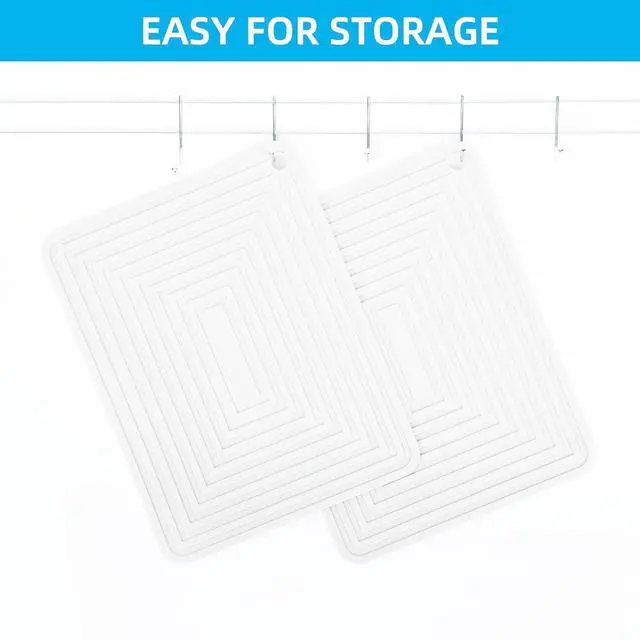 Alt view image 4 of 7 - Silicone Trivet Mats for Hot Pots & Pans & Dishes, Hot Pads for Kitchen, Multipurpose Heat Resistant Mat for Kitchen Counter, Durable & Flexible Silicone Pot Holders Set 2 Rectangular White