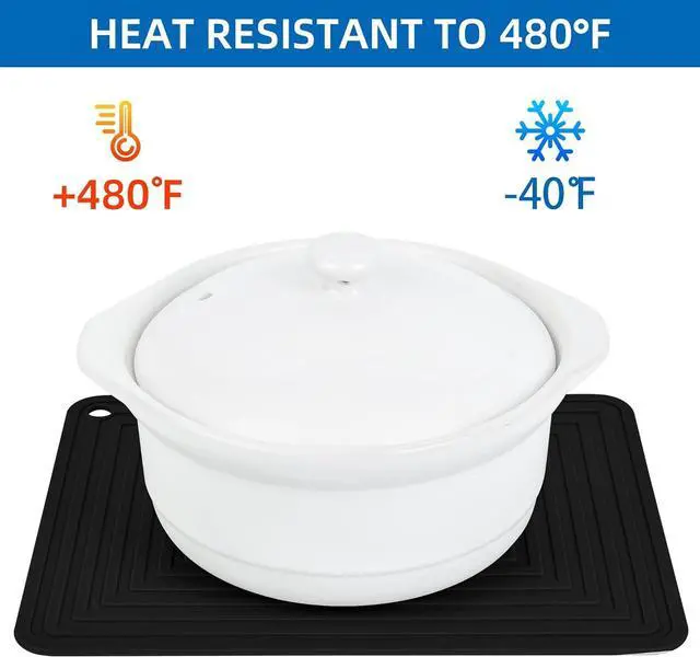 Alt view image 5 of 7 - Silicone Trivet Mats for Hot Pots & Pans & Dishes, Hot Pads for Kitchen, Multipurpose Heat Resistant Mat for Kitchen Counter, Durable & Flexible Silicone Pot Holders Set 2 Rectangular White