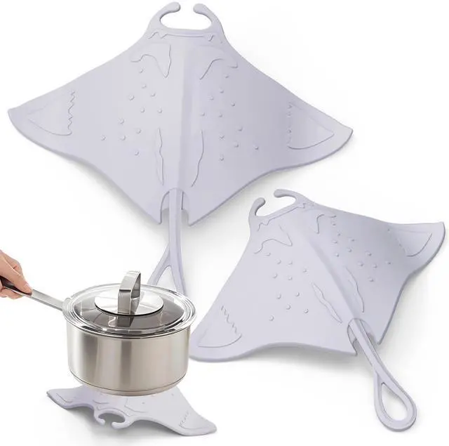 Main image of Silicone Trivet Mats for Hot Dishes, Pots and Pans, 2 Pack-Grey