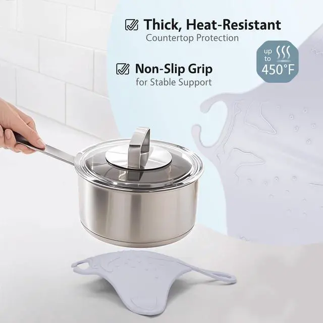Alt view image 6 of 6 - Silicone Trivet Mats for Hot Dishes, Pots and Pans, 2 Pack-Grey