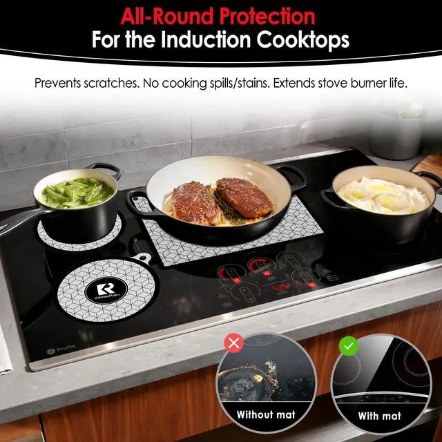 Alt view image 2 of 7 - 5 PCS Silicone Induction Cooktop Protector Cover Mat (Magnetic) | 230°C (450) Heat-Resistant Induction Stove Protector | Multifunctional Silicone Mats (2 * 7.9" & 2 * 9.45 & 1 * 10.2" x13.7"_ White)
