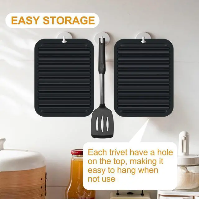 Alt view image 7 of 7 - 9"x12" Heat Resistant Silicone Trivets for Hot Pots and Pans, Hot Dishes