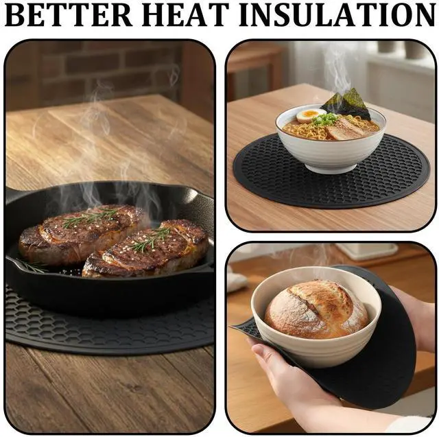 Alt view image 5 of 7 - Heat Resistant Multifunctional Silicone Microwave Mat, 10 Inch Round Non-Slip Trivet, Heat Resistant Non Slip Trivet for Kitchen Hot Plate Bowl Mug Hot Pot Holder, Dishwasher Safe