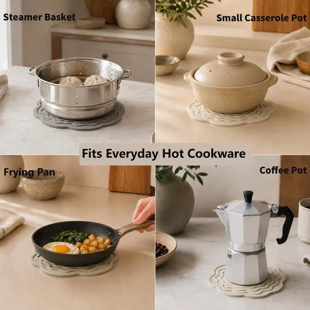 Alt view image 4 of 7 - Silicone Trivets for Hot Dishes, 8 Inch Hot Pads for Kitchen, Set of 3