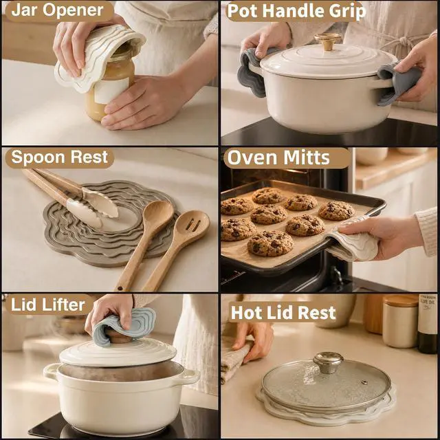 Alt view image 5 of 7 - Silicone Trivets for Hot Dishes, 8 Inch Hot Pads for Kitchen, Set of 3