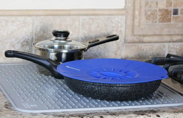 Alt view image 6 of 7 - Silicone Dish Drying Mat - 21 x 18 - Extra Large Counter Top Dish Draining Sink Mat, Large Silicone Trivet (EXTRA LARGE, GREY)