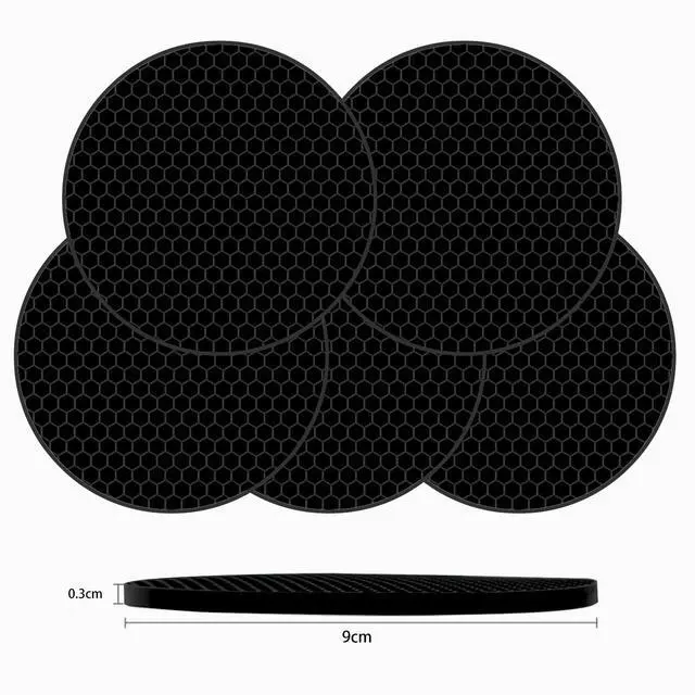 Alt view image 2 of 7 - Silicone Non-Slip, Heat Resistant & Water-Trapping Trivet Mats for Water Glasses & Teacup & Coffee Cup & Dishes & Cookware, Multipurpose Kitchen Table Coaster, 3.5-Inch, 5 Pcs, Black