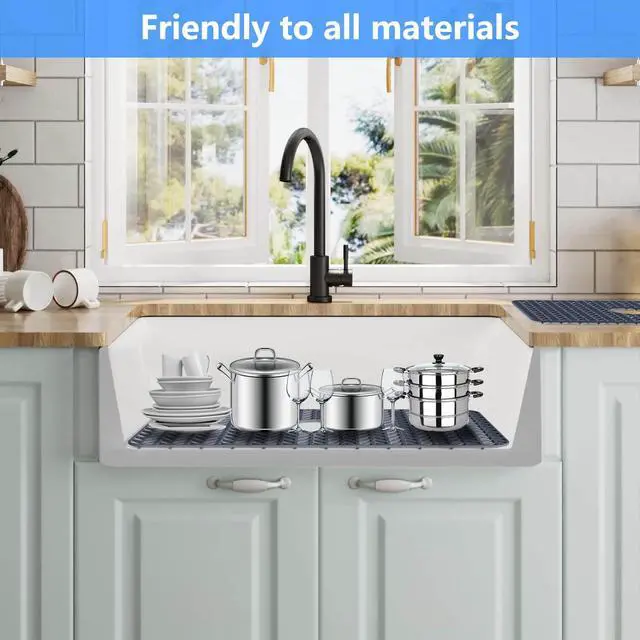 Alt view image 4 of 7 - Sink Protectors for Kitchen Sink 26"x 14"Center Silicone Sink Mat