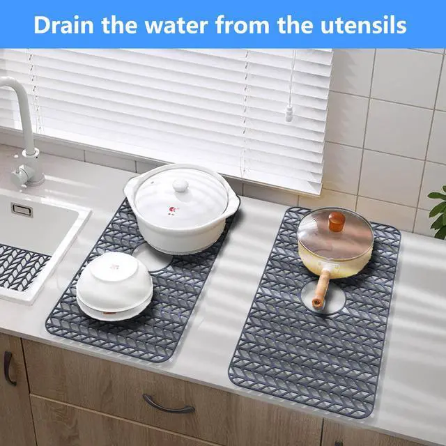 Alt view image 6 of 7 - Sink Protectors for Kitchen Sink 26"x 14"Center Silicone Sink Mat