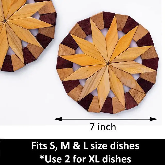 Alt view image 2 of 7 - Natural Wood Trivets for Hot Dishes, Table & Counter Protection