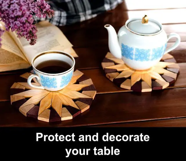 Alt view image 5 of 7 - Natural Wood Trivets for Hot Dishes, Table & Counter Protection