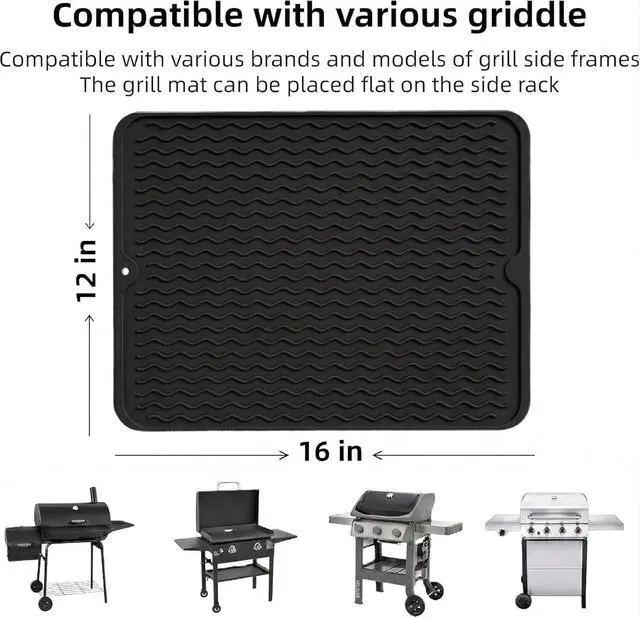 Alt view image 2 of 7 - Silicone Grill Mat for Blackstone Griddle Side Shelf Spatula Tools Mat Pad