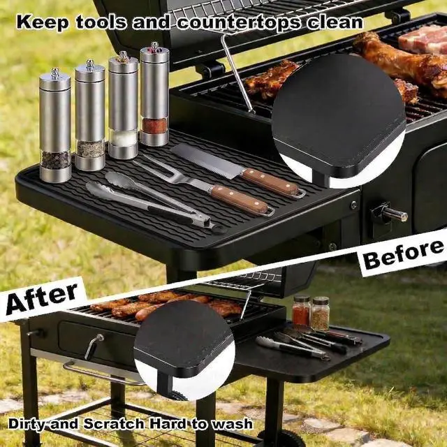 Alt view image 4 of 7 - Silicone Grill Mat for Blackstone Griddle Side Shelf Spatula Tools Mat Pad