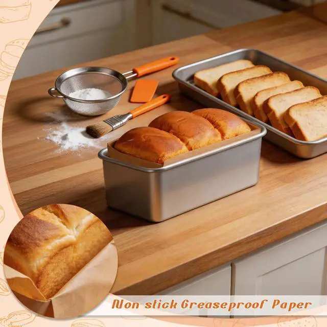 Alt view image 6 of 7 - Mini Loaf Pan Liners for Baking Bread, 6x3in Non-Stick Pre Cut Unbleached Parchment Paper, Disposable Sourdough Loaf Bread Liners for Baking Toast, Cakes, Cookie, Banana, Brown