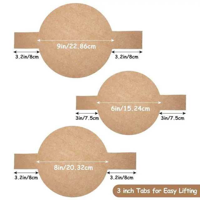 Alt view image 2 of 7 - Round Parchment Paper Precut Cake Pan Liners with Lift Tabs