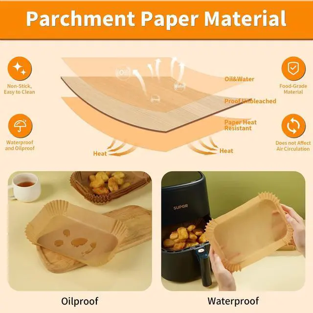 Alt view image 5 of 7 - Air Fryer Paper Liners for Ninja DZ201/DZ401/DZ550/DZ302/SL401/SL451