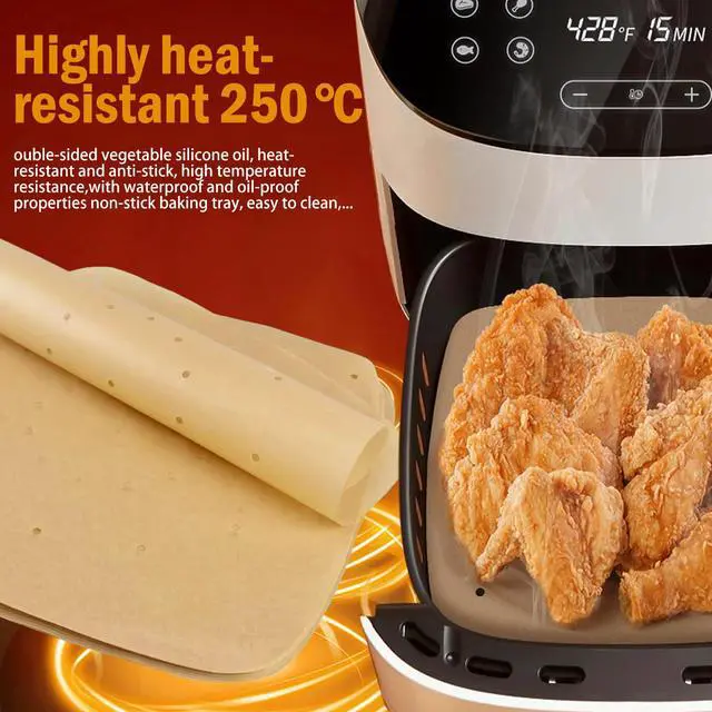 Alt view image 7 of 7 - Air Fryer Parchment Paper Liners8.7"×8.7" 100Pcs Compatible with XXL Philips, NuWave Brio, Chefman, OMORC, Cuisinart, COSORI, Cooks Essentials, Power Airfryer Oven, Chef di Cucina, SARKI and More