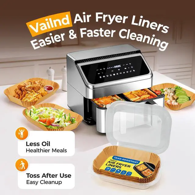 Alt view image 6 of 7 - Air Fryer Liners Disposable for Ninja Dual Basket