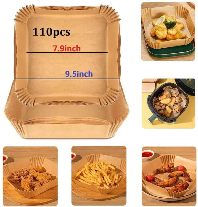 Main image of air fryer liners 9.5 inch square, air fryer disposable paper liner square, air fryer liners disposable,Baking Paper for Air Fryer And Baking Roasting Microwave