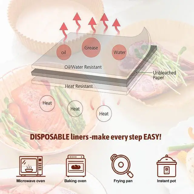 Alt view image 4 of 7 - air fryer liners 9.5 inch square, air fryer disposable paper liner square, air fryer liners disposable,Baking Paper for Air Fryer And Baking Roasting Microwave