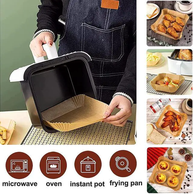 Alt view image 5 of 7 - air fryer liners 9.5 inch square, air fryer disposable paper liner square, air fryer liners disposable,Baking Paper for Air Fryer And Baking Roasting Microwave