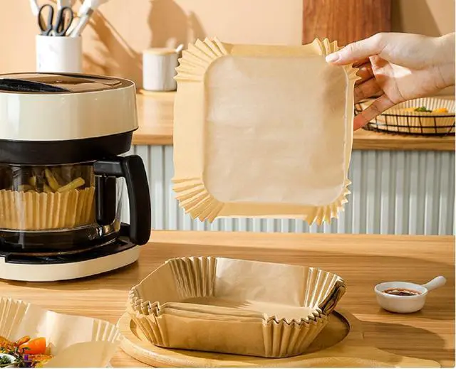 Alt view image 6 of 7 - air fryer liners 9.5 inch square, air fryer disposable paper liner square, air fryer liners disposable,Baking Paper for Air Fryer And Baking Roasting Microwave