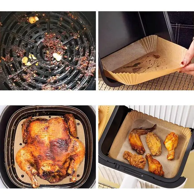 Alt view image 7 of 7 - air fryer liners 9.5 inch square, air fryer disposable paper liner square, air fryer liners disposable,Baking Paper for Air Fryer And Baking Roasting Microwave