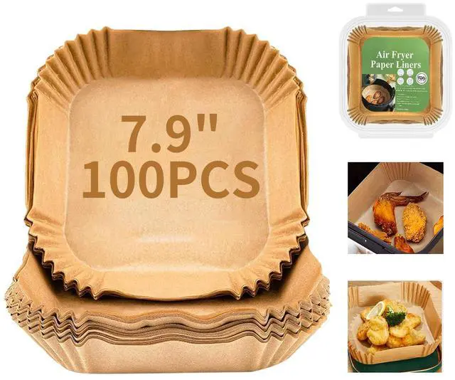 Main image of Air Fryer Liners Disposable Paper,100Pcs Parchment Paper Liners,Non Stick Airfryer Paper Liners,Food Grade Air Fryer Accessories WaterProof OilProof for Microwave Oven Steamer 7.9inch Square