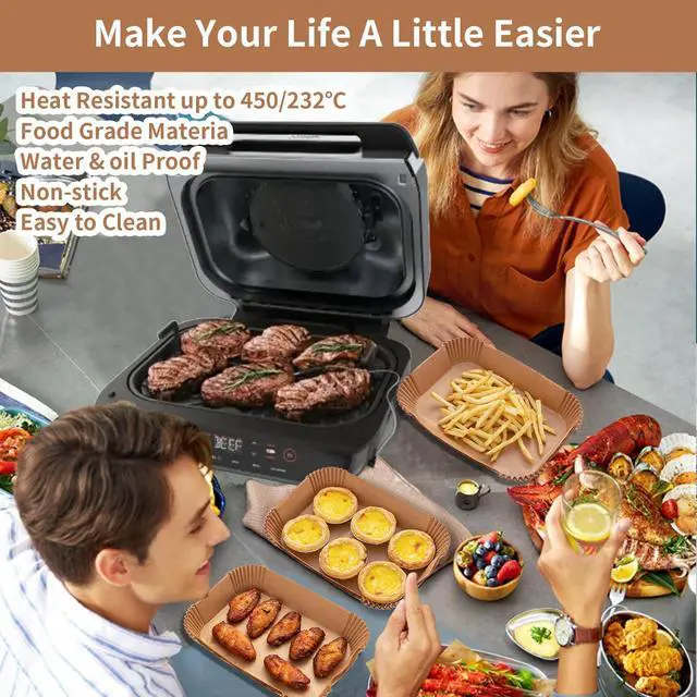 Alt view image 2 of 5 - Air Fryer Liners For Ninja Foodi Smart Xl Air Fryer,120Pcs Air Fryer Disposable Paper Liner, Parchment Liners For Ninja FG551 6-in-1 Indoor Grill,Rectangular