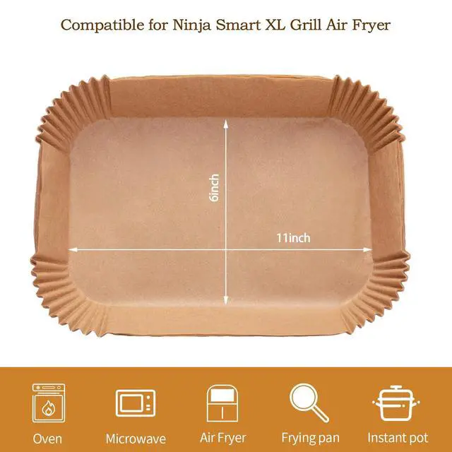 Alt view image 4 of 5 - Air Fryer Liners For Ninja Foodi Smart Xl Air Fryer,120Pcs Air Fryer Disposable Paper Liner, Parchment Liners For Ninja FG551 6-in-1 Indoor Grill,Rectangular