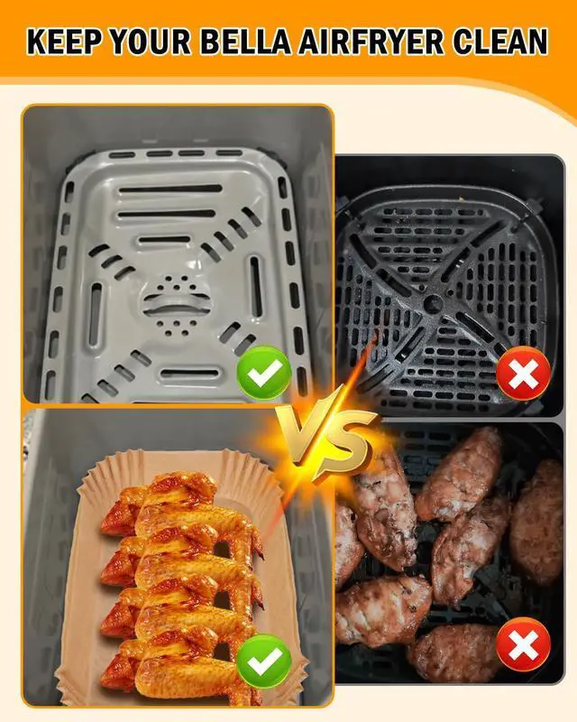 Alt view image 4 of 6 - Air Fryer Disposable Parchment Paper Liner for Bella 4Qt Slim Air Fryer