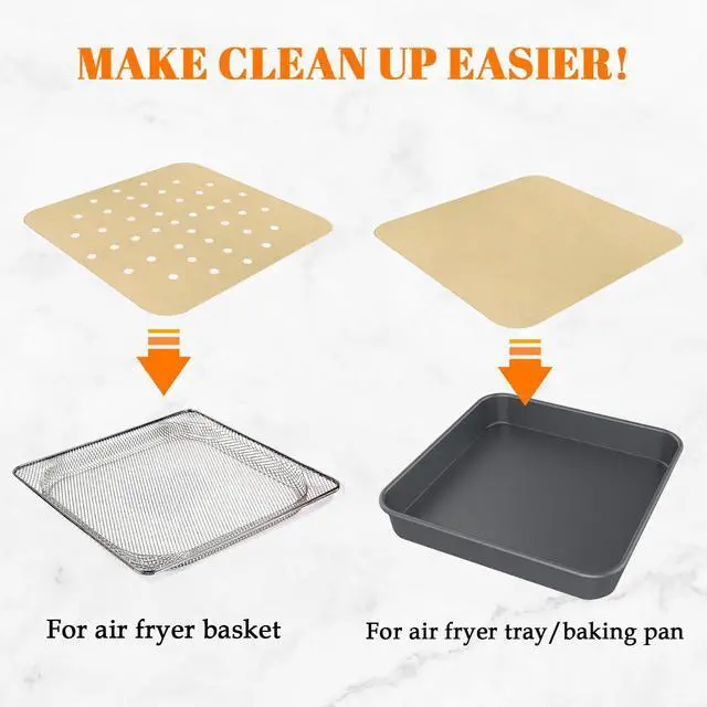 Alt view image 3 of 7 - 12 x 12 inch Parchment Paper Liners Air Fryer Disposable Square130 Pcs, Perforated&without Holes Sheets Combo, 65-Pcs Each, Accessories for Ninja SP, Cuisinart, Breville, Instant Pot