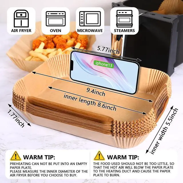 Alt view image 2 of 6 - (125PCS) Air Fryer Liners, Disposable for Ninja Dual Air Fryer accessories, Parchment Paper liners rectangle 8.6''*5.5''