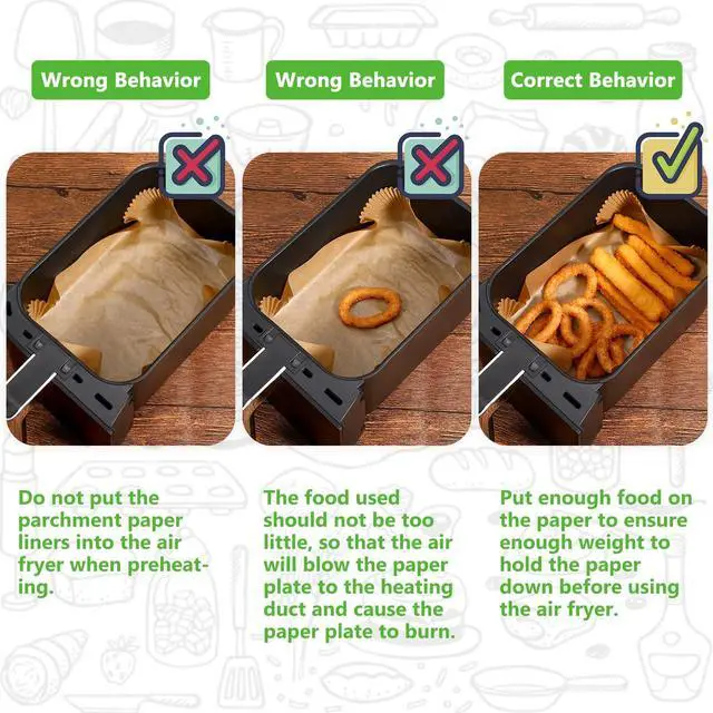 Alt view image 5 of 6 - (125PCS) Air Fryer Liners, Disposable for Ninja Dual Air Fryer accessories, Parchment Paper liners rectangle 8.6''*5.5''
