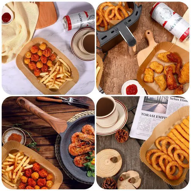Alt view image 6 of 6 - (125PCS) Air Fryer Liners, Disposable for Ninja Dual Air Fryer accessories, Parchment Paper liners rectangle 8.6''*5.5''