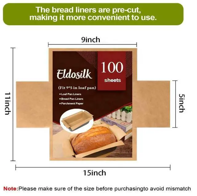 Alt view image 6 of 6 - Unbleached Parchment Paper Loaf Pan Liner - Precut 9''x5'' Non-Stick, Fits 8.5''x4.5''/10''x5'' Loaf Pans, Heat-Resistant 430°F BPA-Free Food-Safe for Bread Baking (100 Pcs)