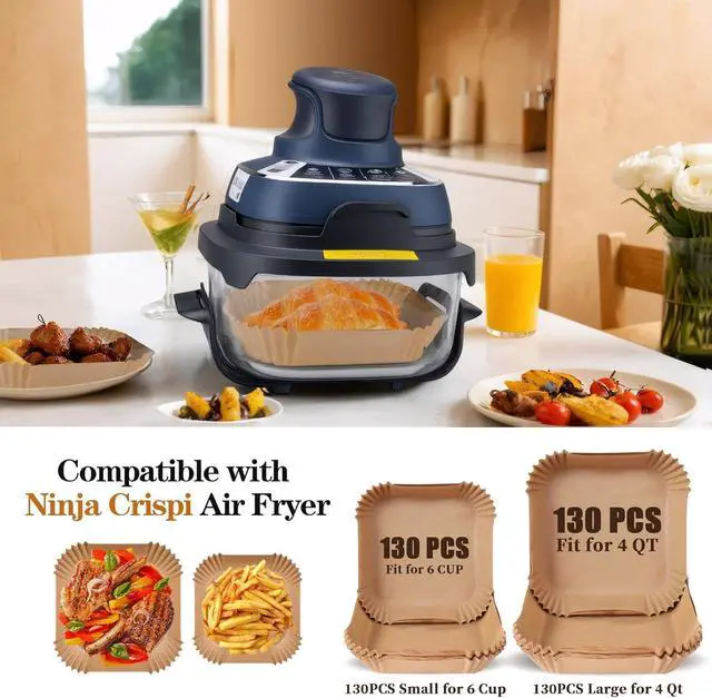Alt view image 2 of 7 - 260Pcs Air Fryer Liners Disposable Parchment Paper Sheets for Ninja Crispi