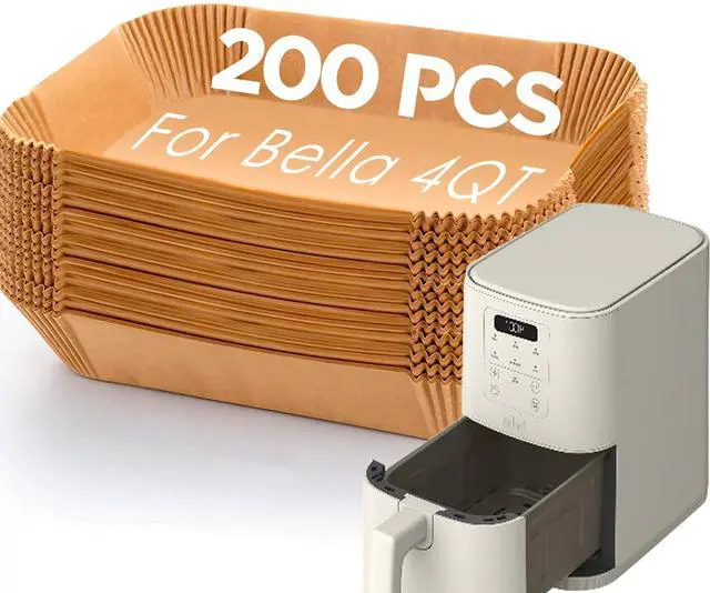 Main image of Air Fryer Liners for Bella, Rectangle Air Fryer Liners, Airfryer Liners for Ninja, Air Fryer Accessories 4qt, 200PCs Air Fryer Paper Liners for bella 4Qt Slim Air Fryer