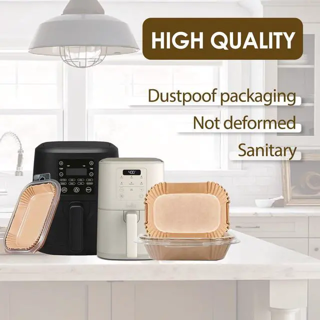 Alt view image 7 of 7 - Air Fryer Liners for Bella, Rectangle Air Fryer Liners, Airfryer Liners for Ninja, Air Fryer Accessories 4qt, 200PCs Air Fryer Paper Liners for bella 4Qt Slim Air Fryer