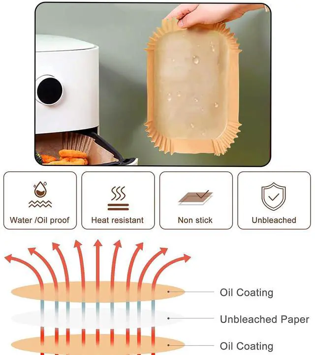 Alt view image 6 of 7 - Air Fryer Liners for Bella, Rectangle Air Fryer Liners, Airfryer Liners for Ninja, Air Fryer Accessories 4qt, 200PCs Air Fryer Paper Liners for bella 4Qt Slim Air Fryer
