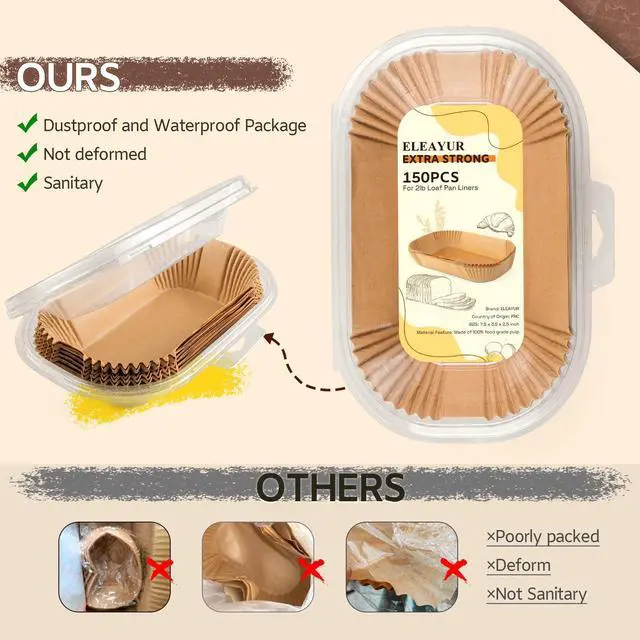 Alt view image 3 of 7 - Loaf Pan Liners, 150PCS Bread Pan Liners 9x5 Inch, Non-Stick Loaf Pan Parchment Liners for Baking Bread, Pre Formed Parchment Paper Liner for Baking Toast, Cakes, Banana Breads, Sourdough Bread