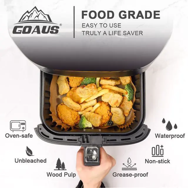 Alt view image 2 of 6 - Air Fryer Square Paper Liners Disposable Large 150 Pcs for 5 to 8 Qt Basket, 7.9 inch Unbleached Non-stick Oil-proof Parchment Paper