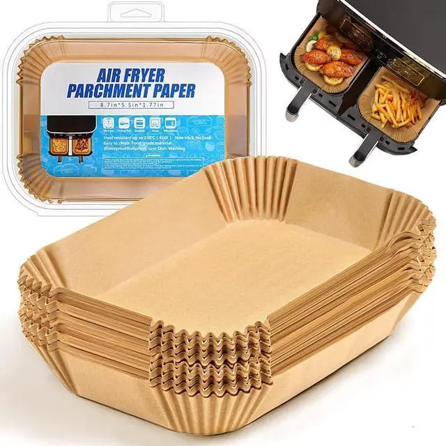 Main image of Air Fryer Liners Disposable for Ninja Airfryer: 125pcs 8.7x5.5" Rectangle Parchment Paper for Air Fryer Dual Basket Ninja DZ201 DZ401 Foodi 8Qt and Above Air Fryer liner Accessories
