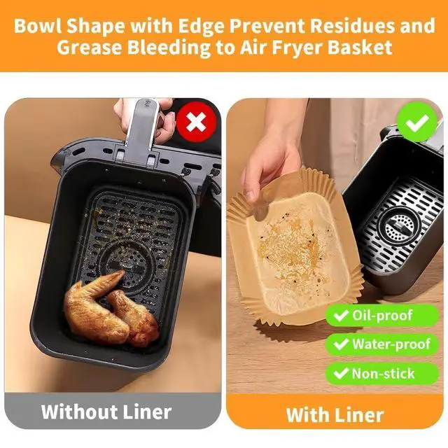 Alt view image 3 of 7 - Air Fryer Liners Disposable for Ninja Airfryer: 125pcs 8.7x5.5" Rectangle Parchment Paper for Air Fryer Dual Basket Ninja DZ201 DZ401 Foodi 8Qt and Above Air Fryer liner Accessories