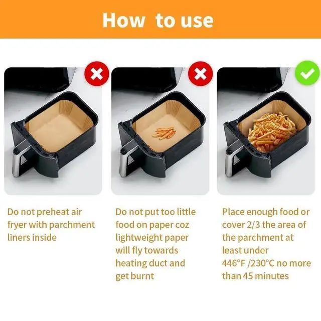 Alt view image 6 of 7 - Air Fryer Liners Disposable for Ninja Airfryer: 125pcs 8.7x5.5" Rectangle Parchment Paper for Air Fryer Dual Basket Ninja DZ201 DZ401 Foodi 8Qt and Above Air Fryer liner Accessories