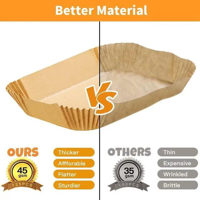Alt view image 5 of 7 - Air Fryer Liners Disposable for Ninja Airfryer: 125pcs 8.7x5.5" Rectangle Parchment Paper for Air Fryer Dual Basket Ninja DZ201 DZ401 Foodi 8Qt and Above Air Fryer liner Accessories