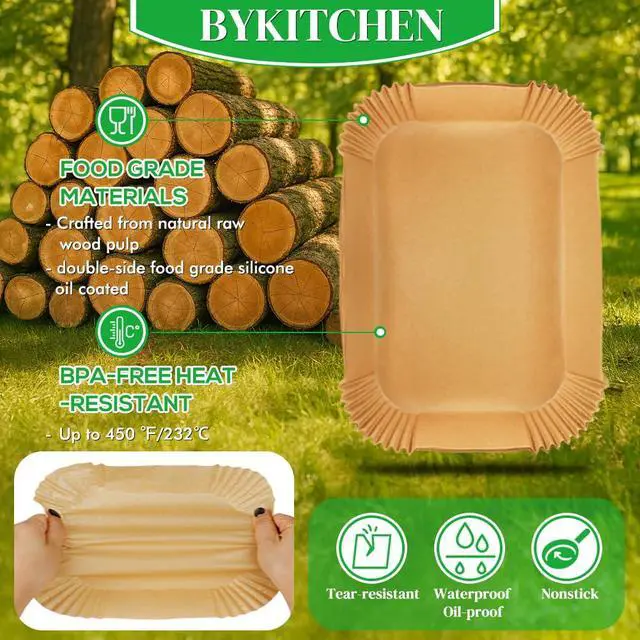 Alt view image 4 of 7 - Air Fryer Liners for Ninja Dual Airfryer, Rectangle Disposable Air Fryer Parchment Paper Compatible with Ninja DZ201/ DZ401/ DZ550, Bella Slim Airfryer &More, Air Fryer Accessories