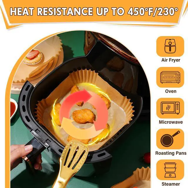 Alt view image 3 of 6 - Air Fryer Liners Disposable, Air Fryer Liners, 8.7" Square Parchment Disposable Paper Liner for Air Fryer, Parchment Paper, Baking, Roasting and Microwave
