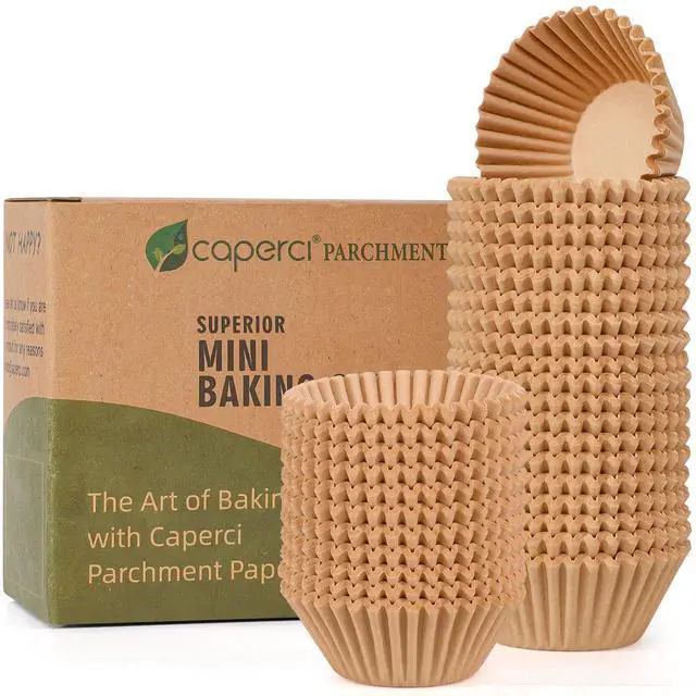 Main image of Parchment 400pcs Mini Cupcake Liners for Baking - Natural Paper Muffin Liners for Mini Muffin Pan, Balanced Non-Stick/Excellent Grease-proof, No Smell, Food Grade (Natural)