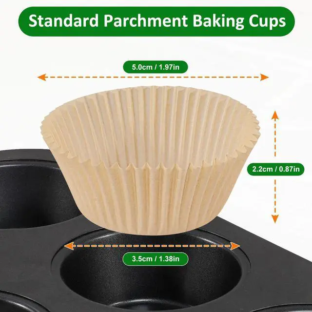 Alt view image 6 of 7 - Parchment 400pcs Mini Cupcake Liners for Baking - Natural Paper Muffin Liners for Mini Muffin Pan, Balanced Non-Stick/Excellent Grease-proof, No Smell, Food Grade (Natural)